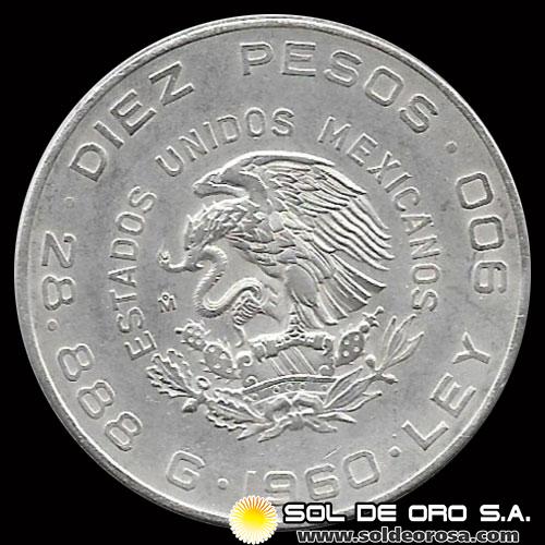 NA4 - REPUBLICA DE MEXICO - 10 PESOS - 1960 - MONEDA DE PLATA